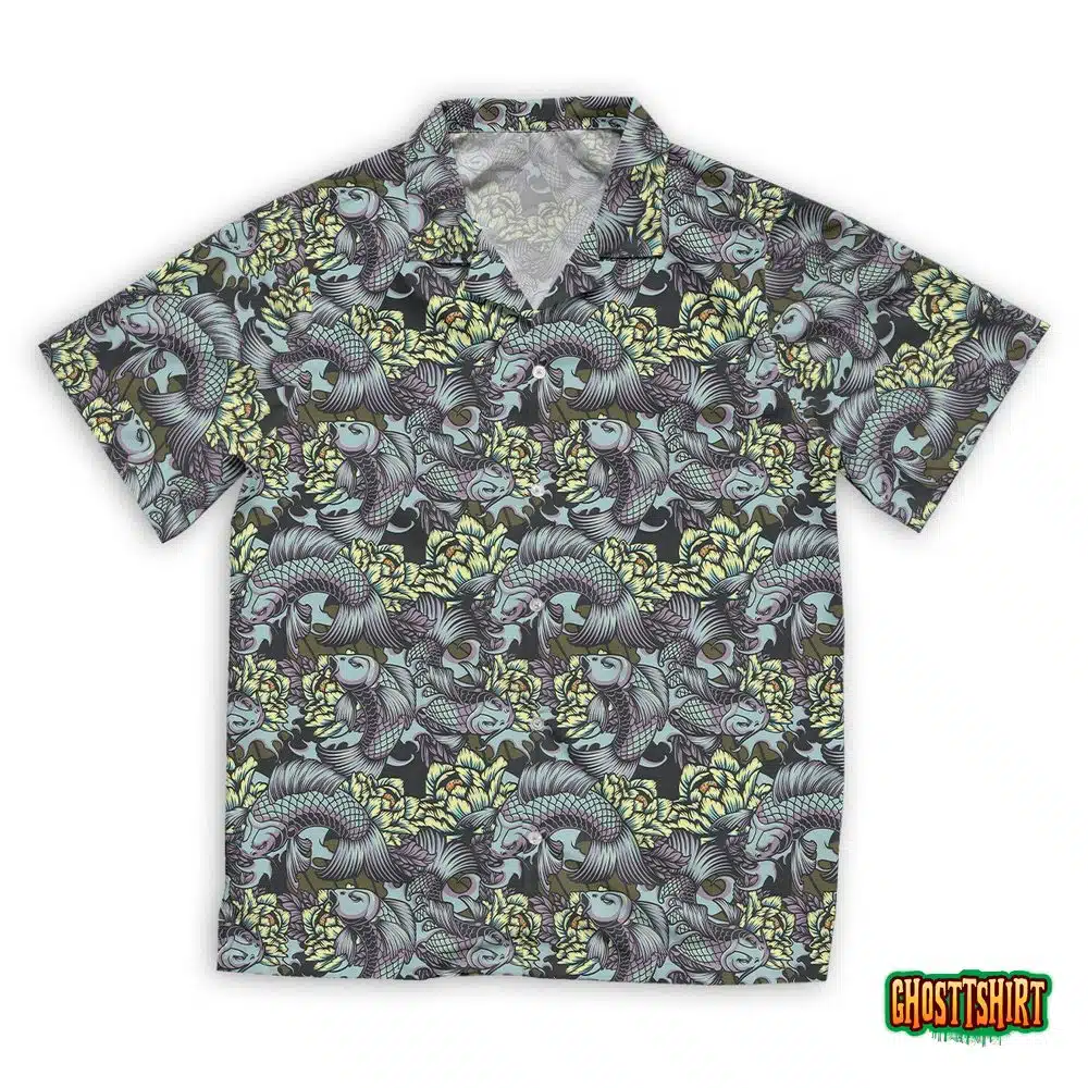 Japanese Style Seamless Color Pattern With Koi Hawaiian Beach Shirt