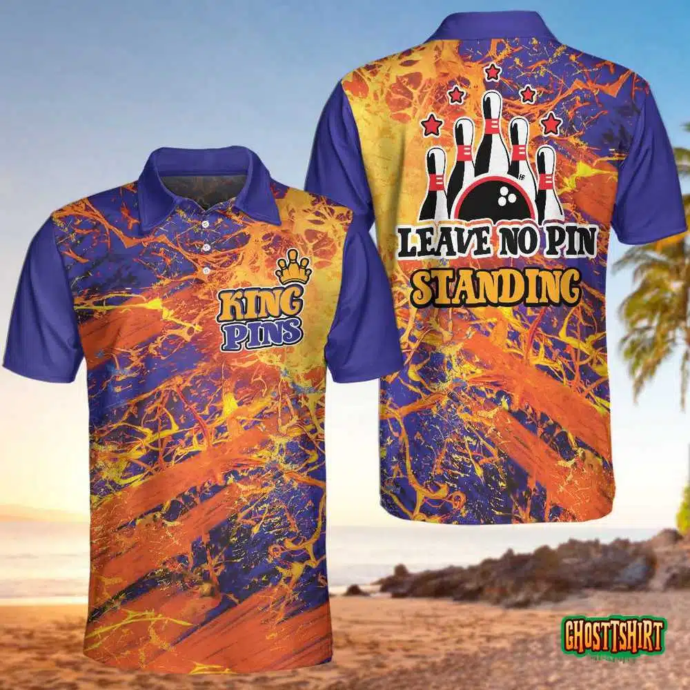 Leave No Pin Standing Bowling Short Sleeve Polo Shirt