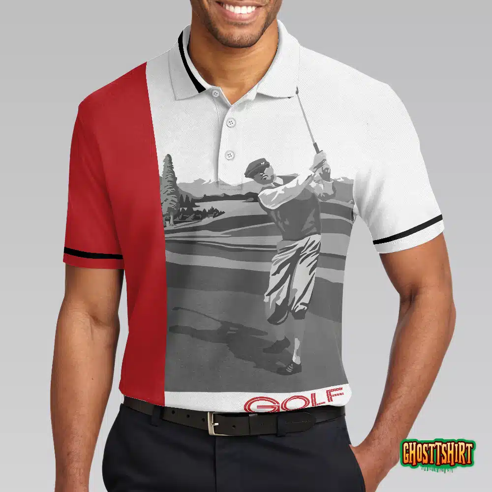 Man Playing Golf Short Sleeve Polo Shirt