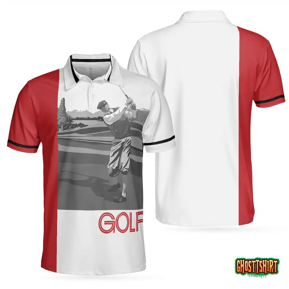 Man Playing Golf Short Sleeve Polo Shirt