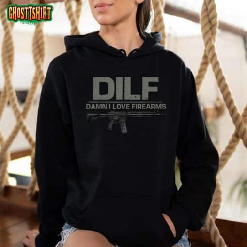 Mens Dilf Damn I Love Firearms Funny T-Shirt