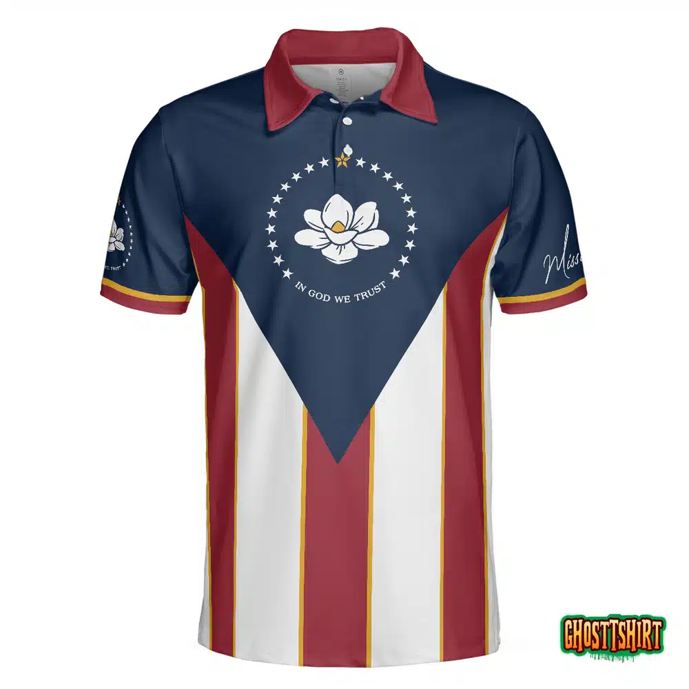Mississippi State Flag Short Sleeve Polo Shirt