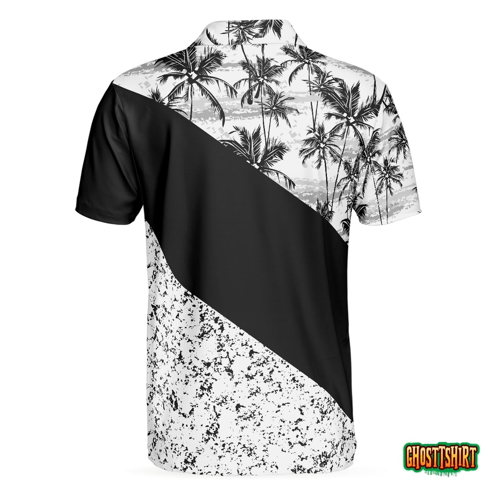 Monochrome Tropical Pattern Polo Shirt