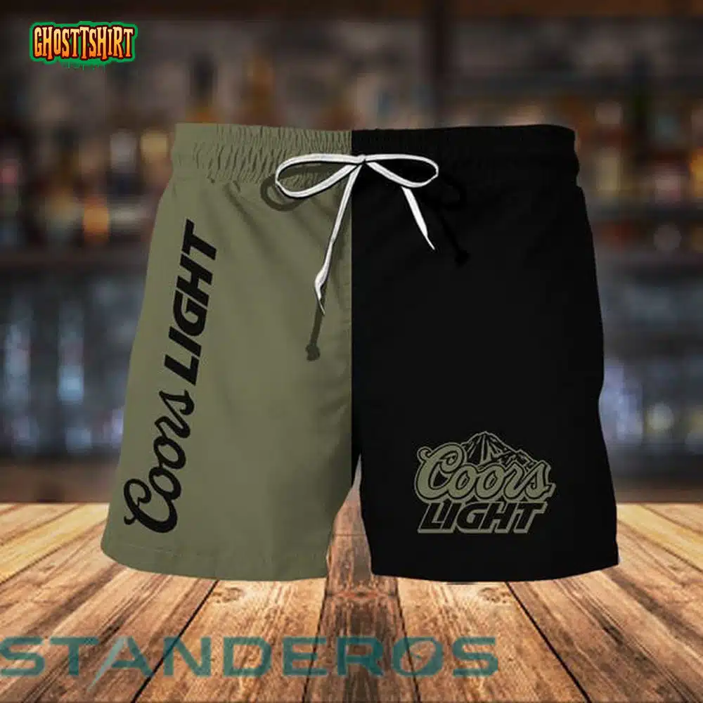 Moss Green Coors Light Beer Hawaiian Beach Shorts