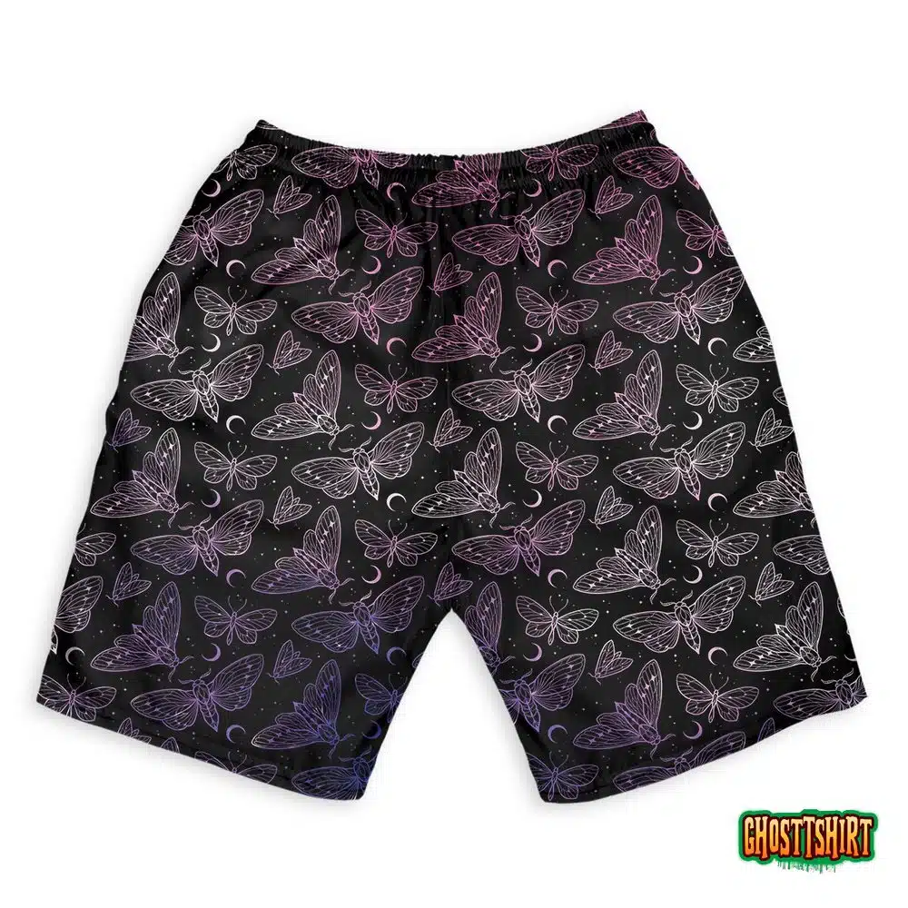 Moths Butterflies And Moon Hawaiian Beach Shorts