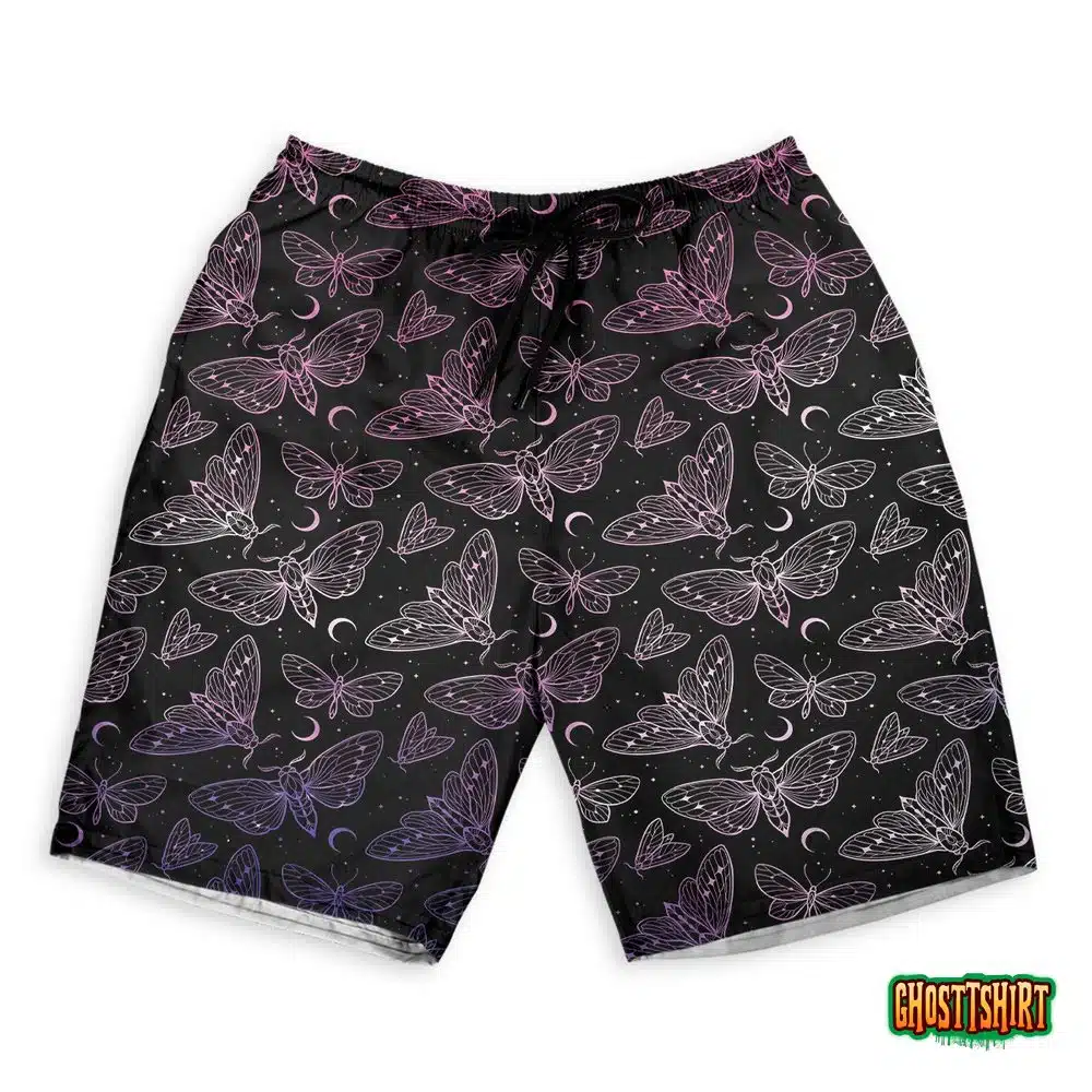 Moths Butterflies And Moon Hawaiian Beach Shorts