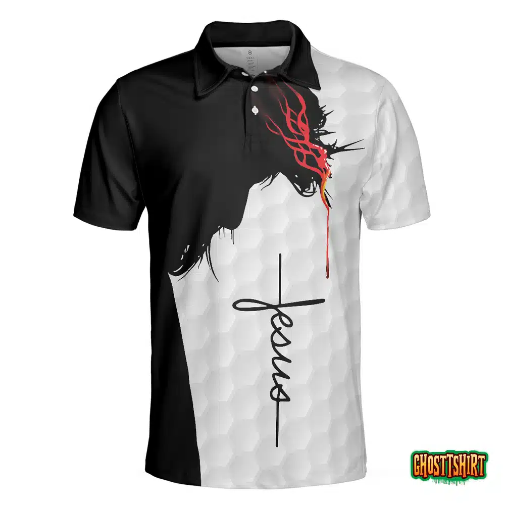 My Head Down When Play Golf And Pray Christian Love Golf Polo Shirt
