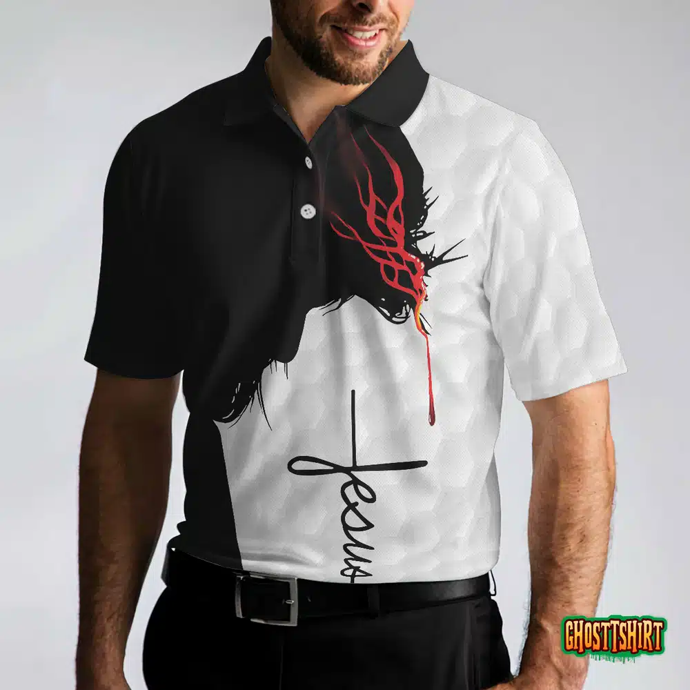 My Head Down When Play Golf And Pray Christian Love Golf Polo Shirt