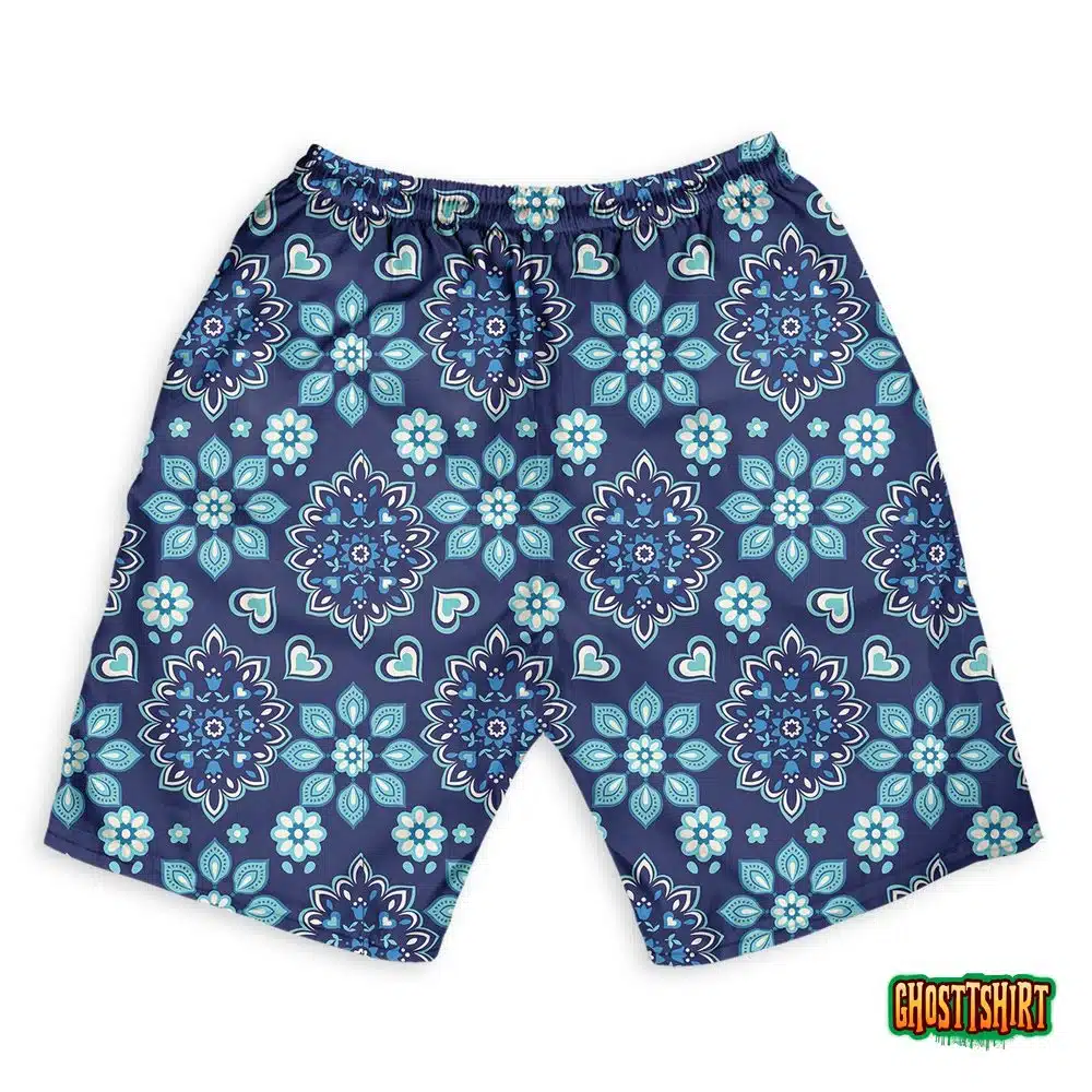 Navy Bandana Seamless Hawaiian Beach Shorts