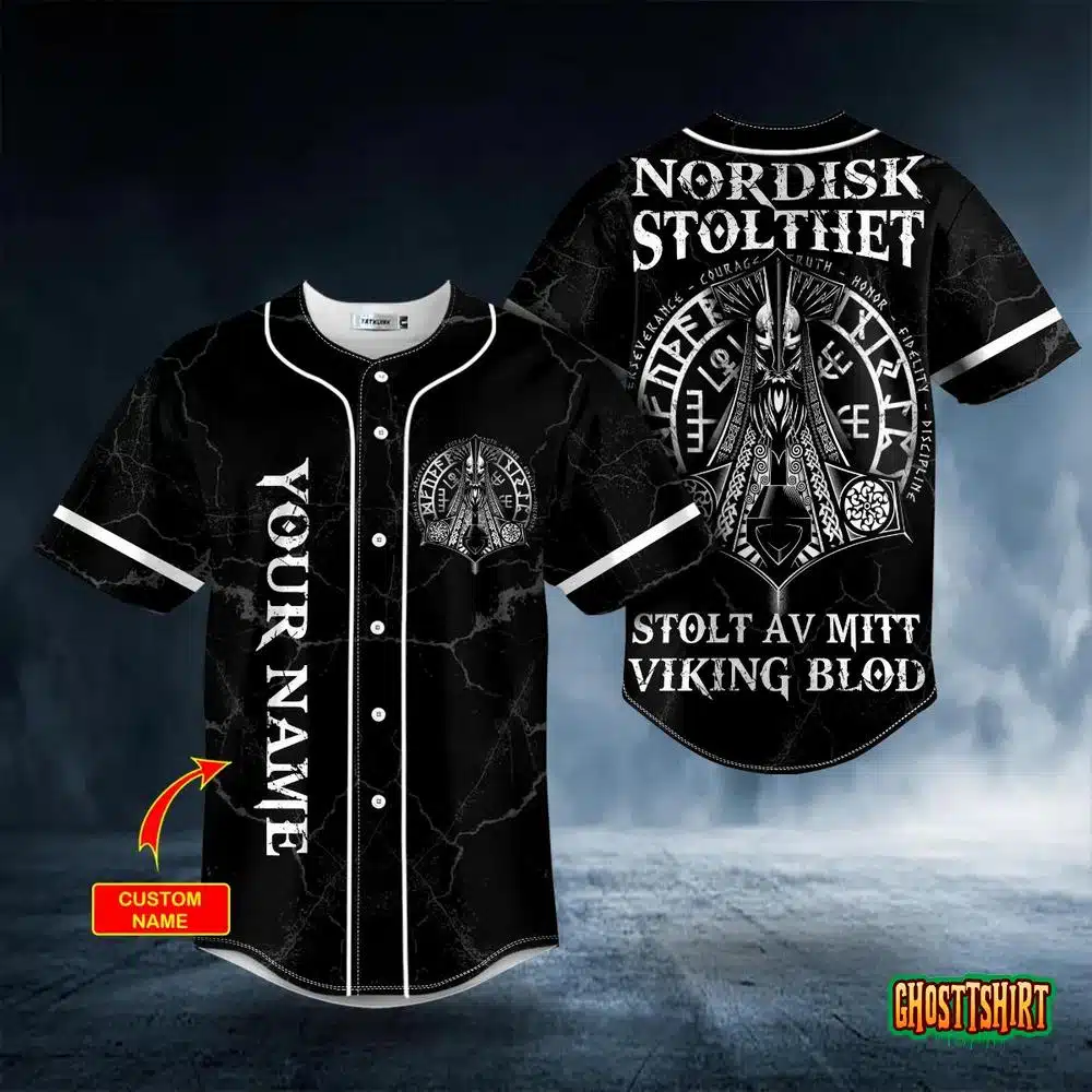 Nordisk Stolthet Stolt Av Mitt Viking Custom Baseball Jersey