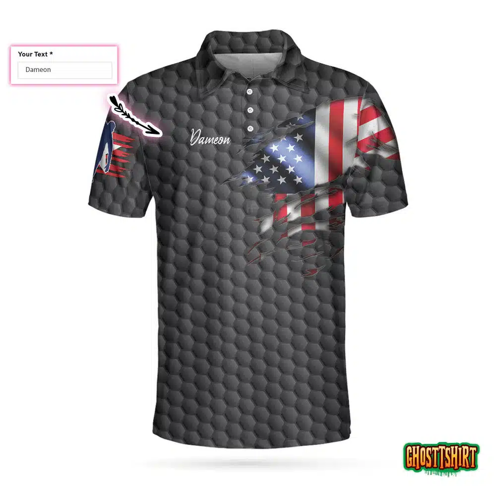 OLD SKOOL Black American Flag Bowling Custom Polo Shirt