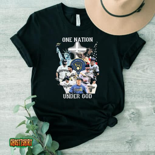 One Nation Under God Milwaukee Brewers 2023 Signatures Unisex T-Shirt
