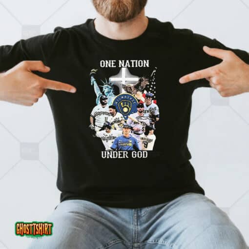 One Nation Under God Milwaukee Brewers 2023 Signatures Unisex T-Shirt