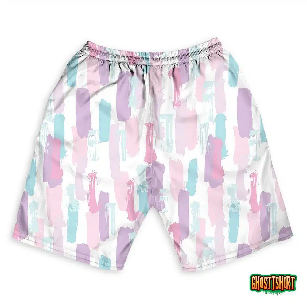Pastel Color Paint Brush Strokes Hawaiian Beach Shorts