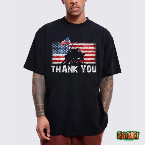 Patriotic American Flag Thank You Memorial Day Veteran T-Shirt