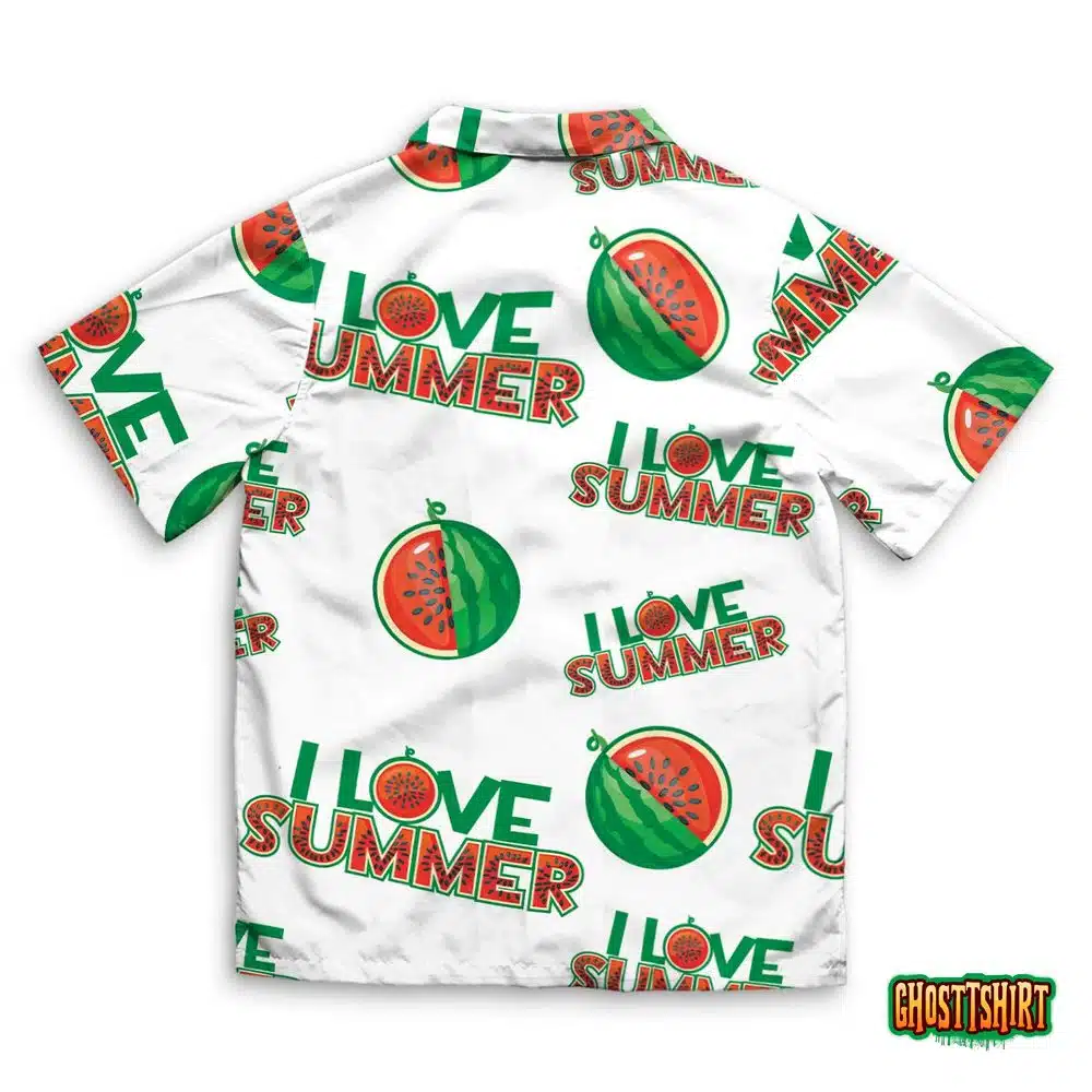 Pattern Watermelon I Love Summer Hawaiian Beach Shirt
