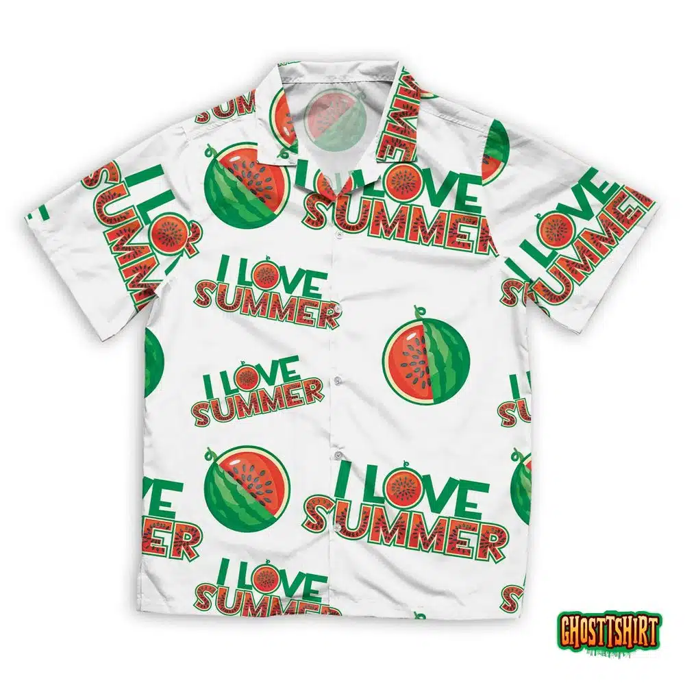 Pattern Watermelon I Love Summer Hawaiian Beach Shirt
