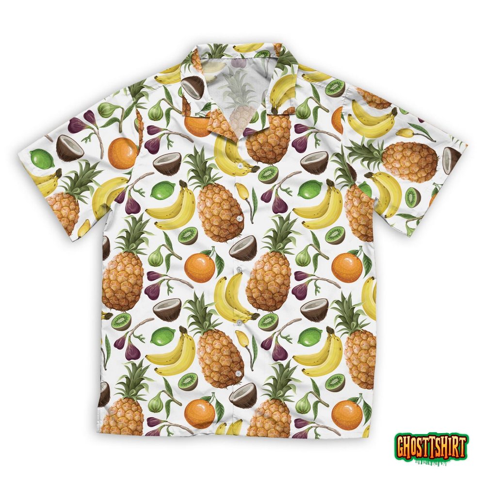 Pattern With Pineapples Bananas Figs Hawaiian Beach Shirt