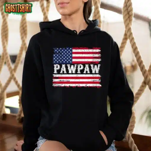 Pawpaw Vintage American Flag Patriotic Funny 4th Of July T-Shirt