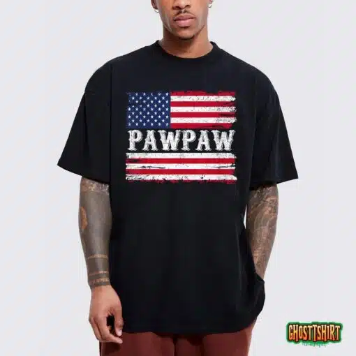 Pawpaw Vintage American Flag Patriotic Funny 4th Of July T-Shirt