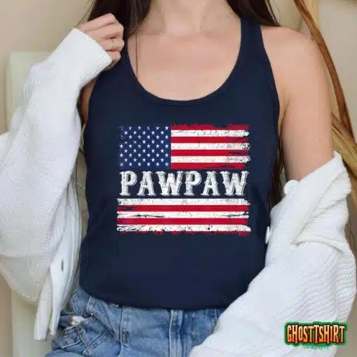 Pawpaw Vintage American Flag Patriotic Funny 4th Of July T-Shirt