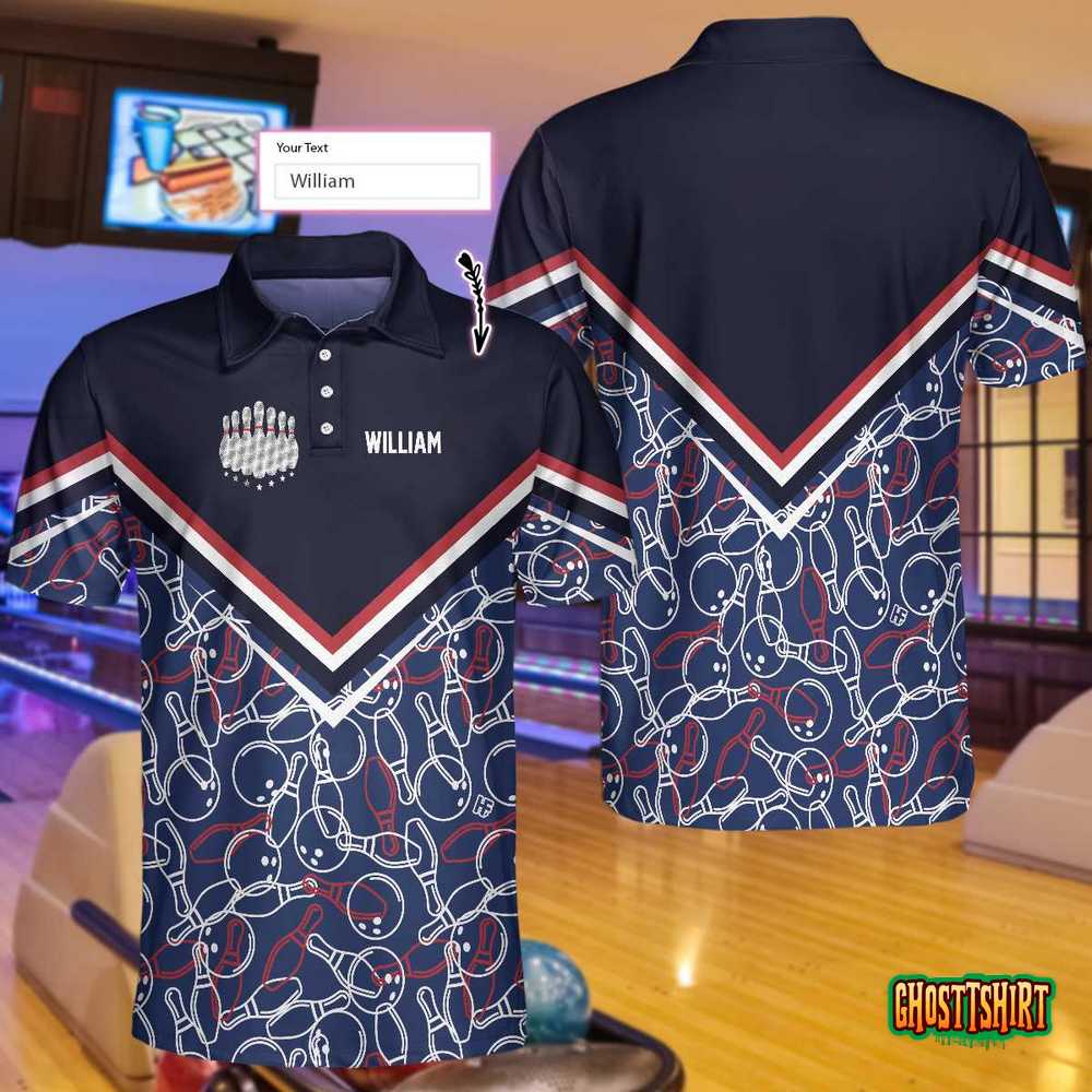 Personalized Bowling Pattern Custom Polo Shirt