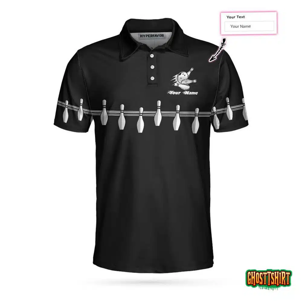 Personalized Name Bowling In Black Custom Polo Shirt
