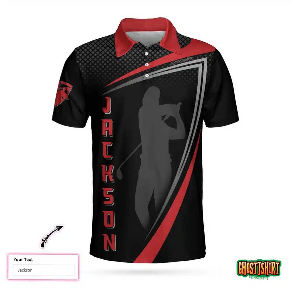 Personalized Red And Black Sport Golf Custom Polo Shirt