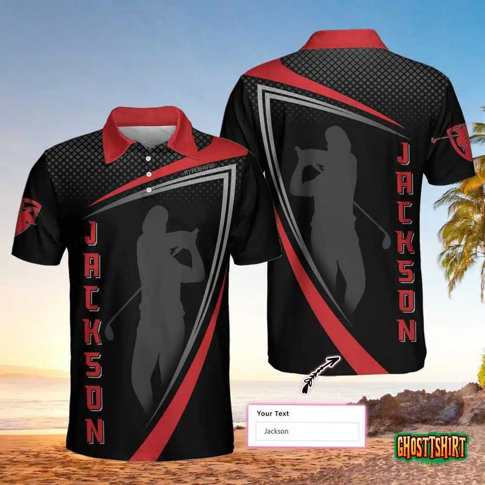 Personalized Red And Black Sport Golf Custom Polo Shirt