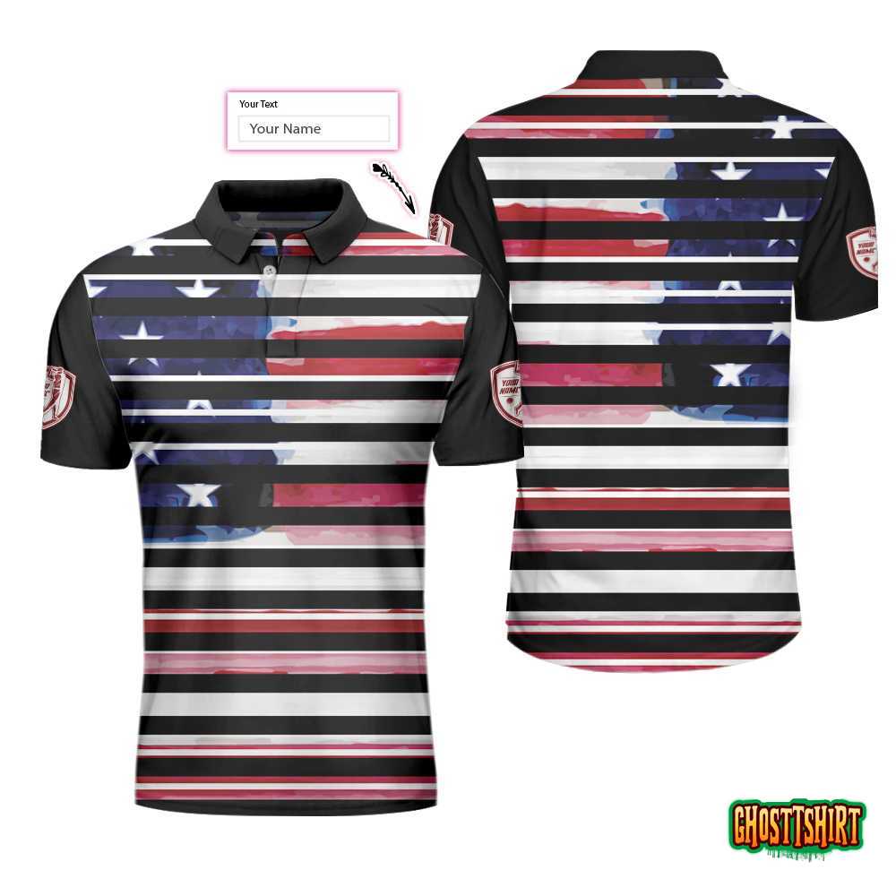 Personalized Vintage American Flag Polo Shirt