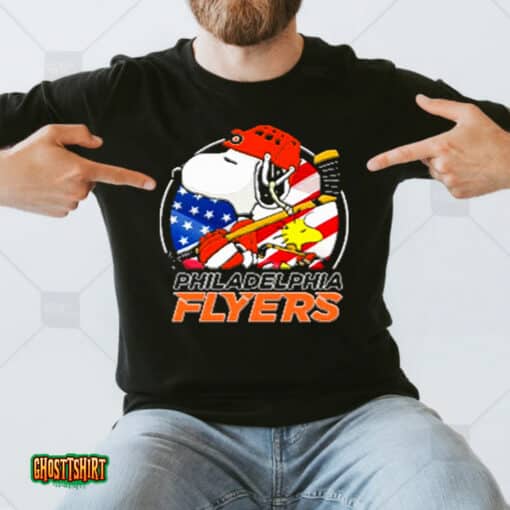 Philadelphia Flyers Ice Hockey Snoopy And Woodstock Nhl Unisex T-Shirt