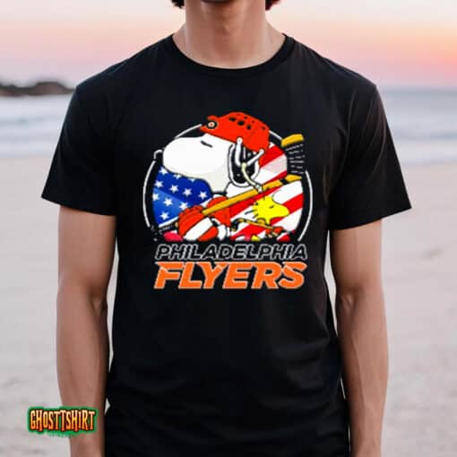 Philadelphia Flyers Ice Hockey Snoopy And Woodstock Nhl Unisex T-Shirt