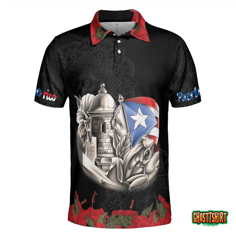 Puerto Rico Manga Flower Polo Shirt