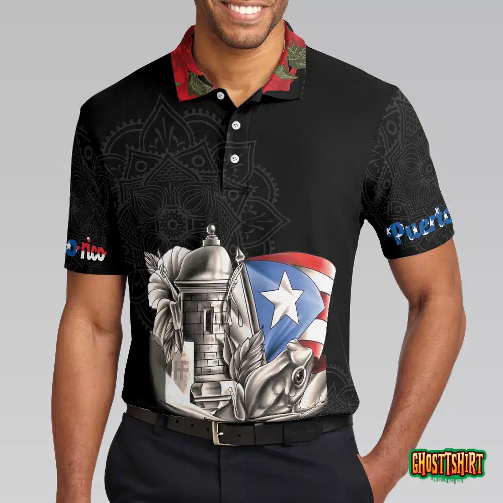 Puerto Rico Manga Flower Polo Shirt