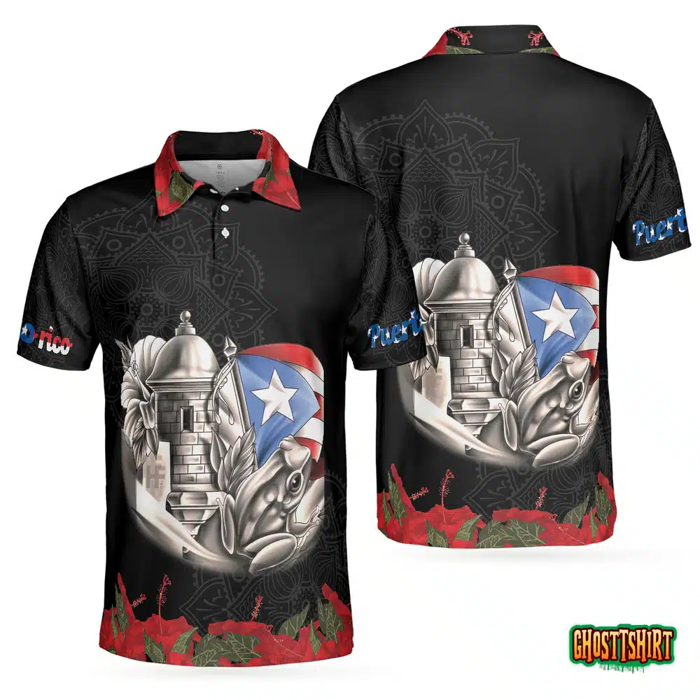 Puerto Rico Manga Flower Polo Shirt