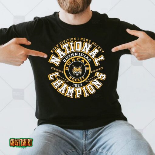 Quinnipiac Bobcats 2023 Ncaa Men’s Ice Hockey National Champions Top Rung Unisex T-Shirt