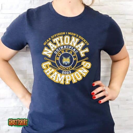 Quinnipiac Bobcats Blue 84 2023 Ncaa Men’s Ice Hockey National Champions Top Rung Unisex T-Shirt