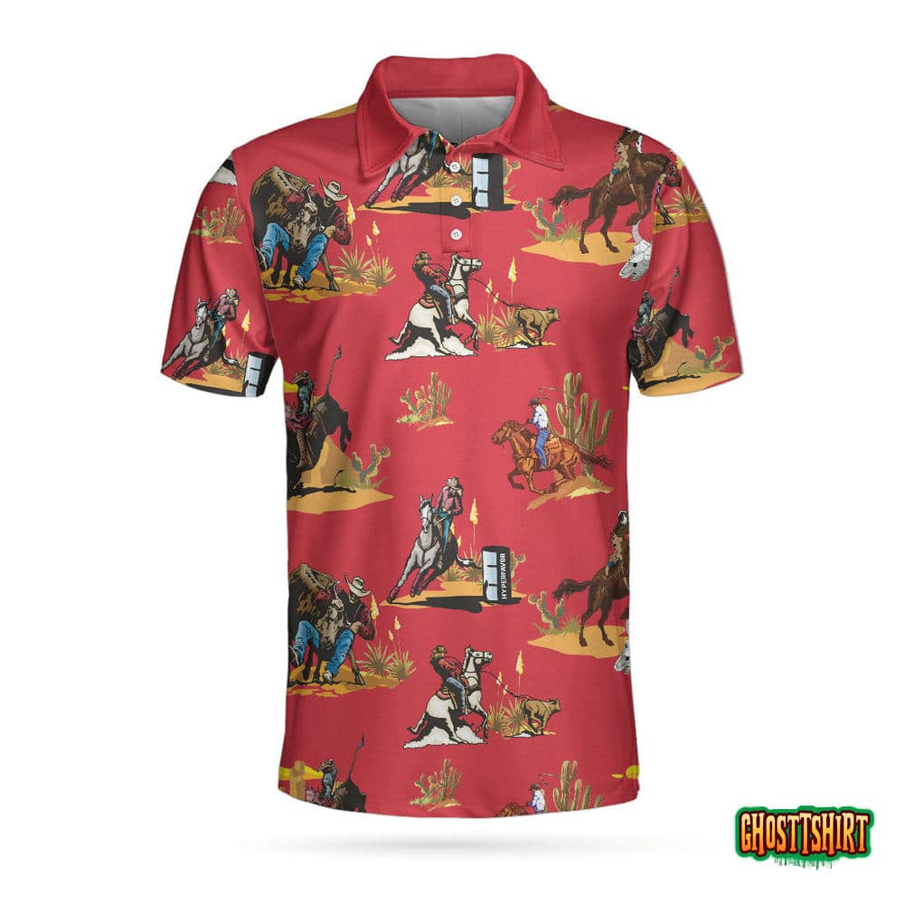 Rodeo Seamless Pattern Short Sleeve Polo Shirt