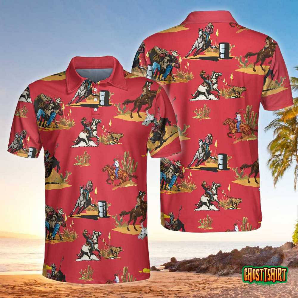 Rodeo Seamless Pattern Short Sleeve Polo Shirt