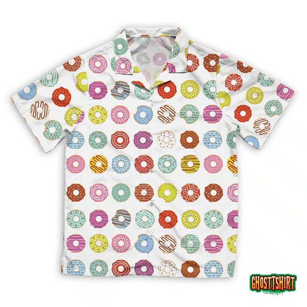 Set Of Isolated Donuts Colorful Hawaiian Beach Shirt