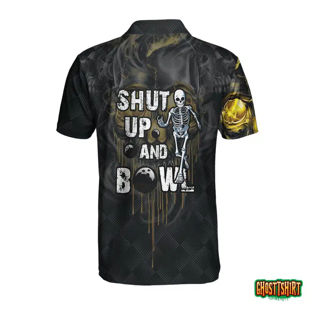Shut Up And Bowl Golden Skull Custom Polo Shirt