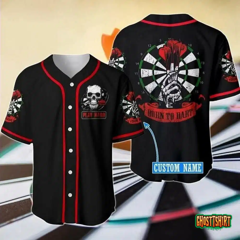 Skull Born To Dart Custom Name Baseball Jersey