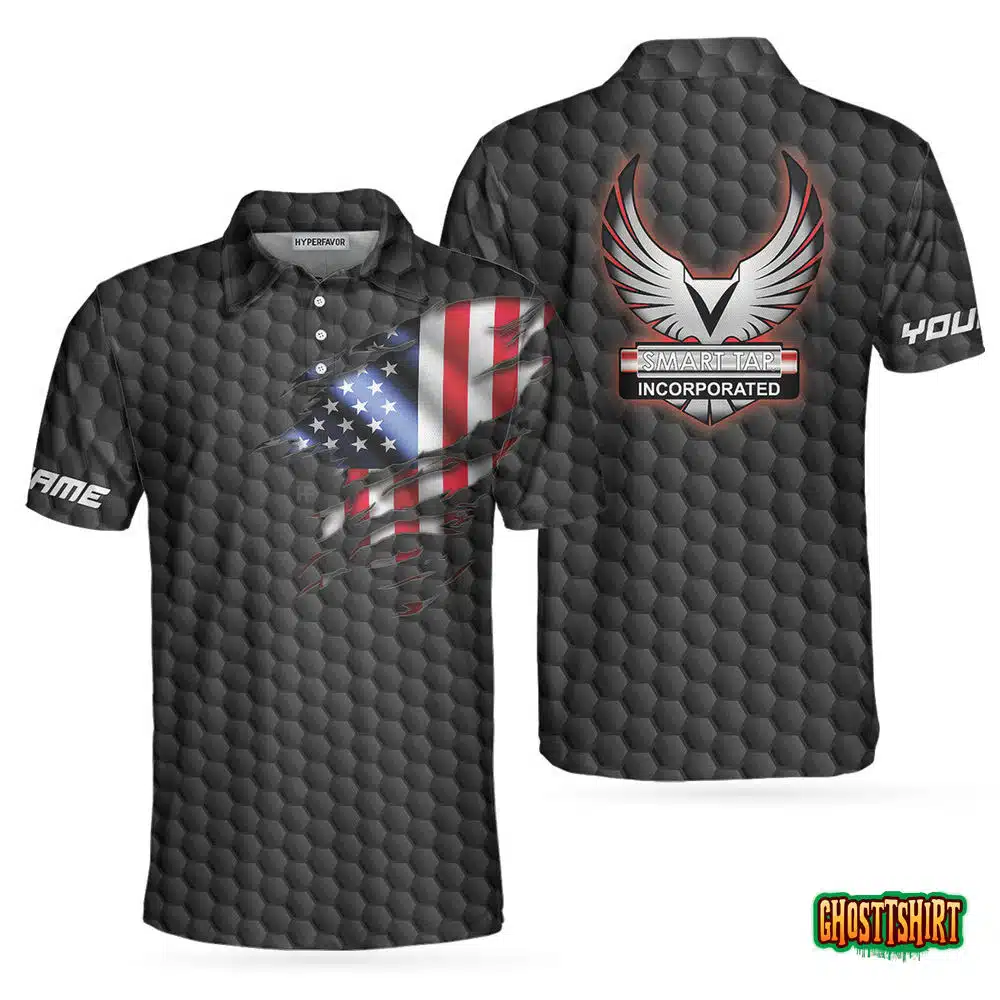 Smart Tap Bowling Pin American Flag Custom Polo Shirt
