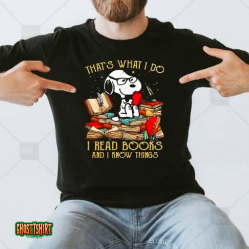 Snoopy That’s What I Do I Read Books And I Know Things 2023 Vintage Unisex T-Shirt