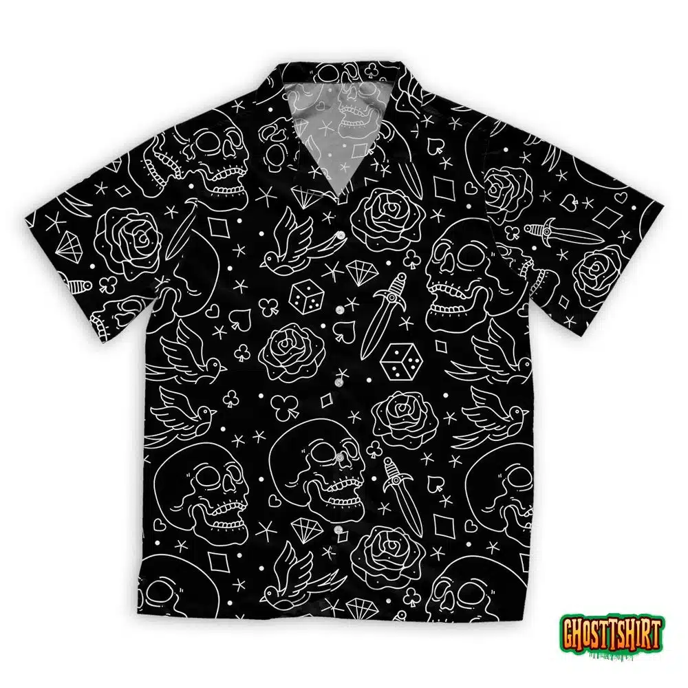 Sugar Skull Hawaiian Beach Shirt