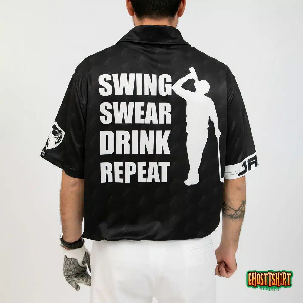 Swing Swear Drink Repeat Custom Polo Shirt