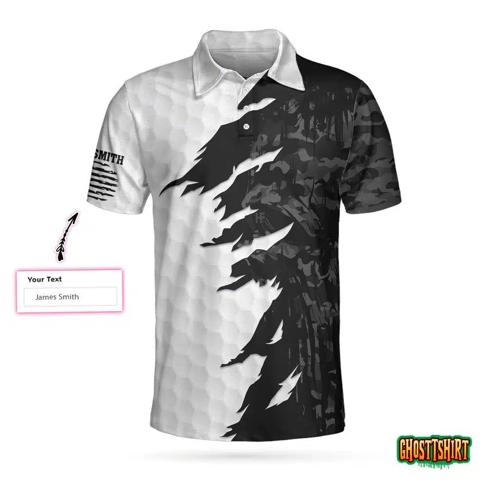 Swing Swear Drink Repeat Ripped Camouflage Skull Golf Custom Polo Shirt