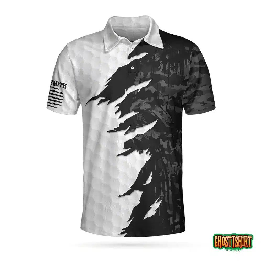 Swing Swear Drink Repeat Ripped Camouflage Skull Golf Custom Polo Shirt