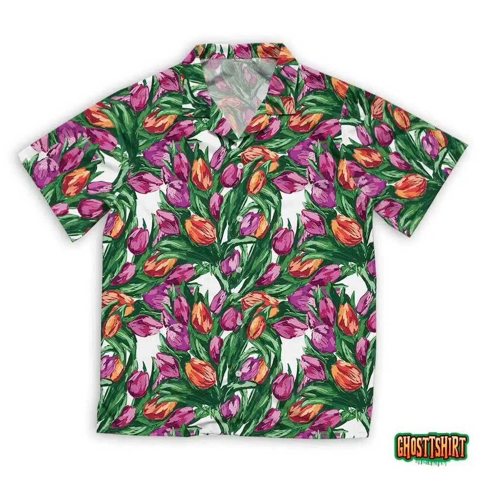 The Bouquets Of Drawn Tulips Hawaiian Beach Shirt