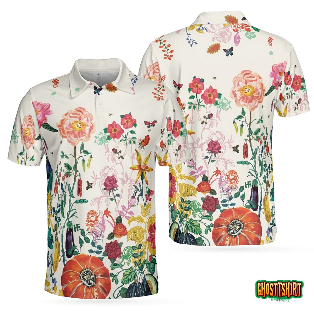 Tropical Floral Summer Polo Shirt
